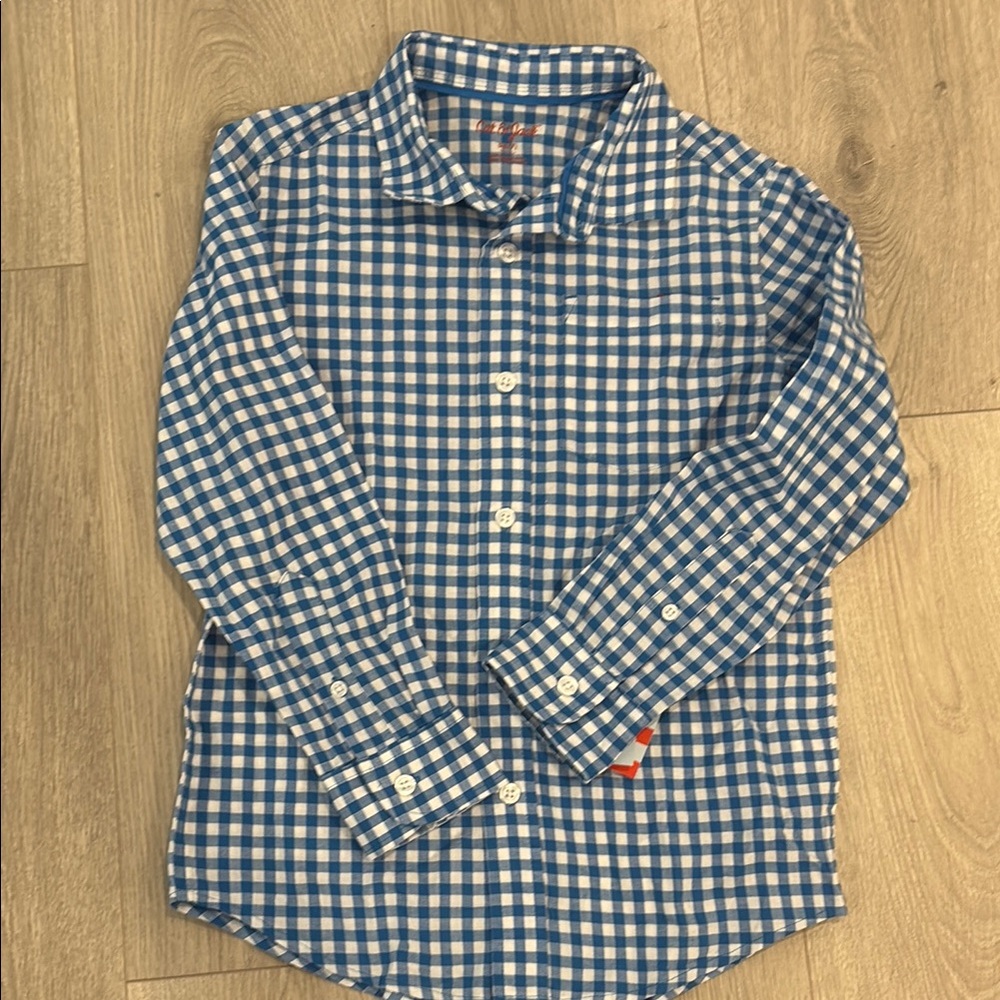Cat & Jack Blue and White Gingham Button Down Shirt